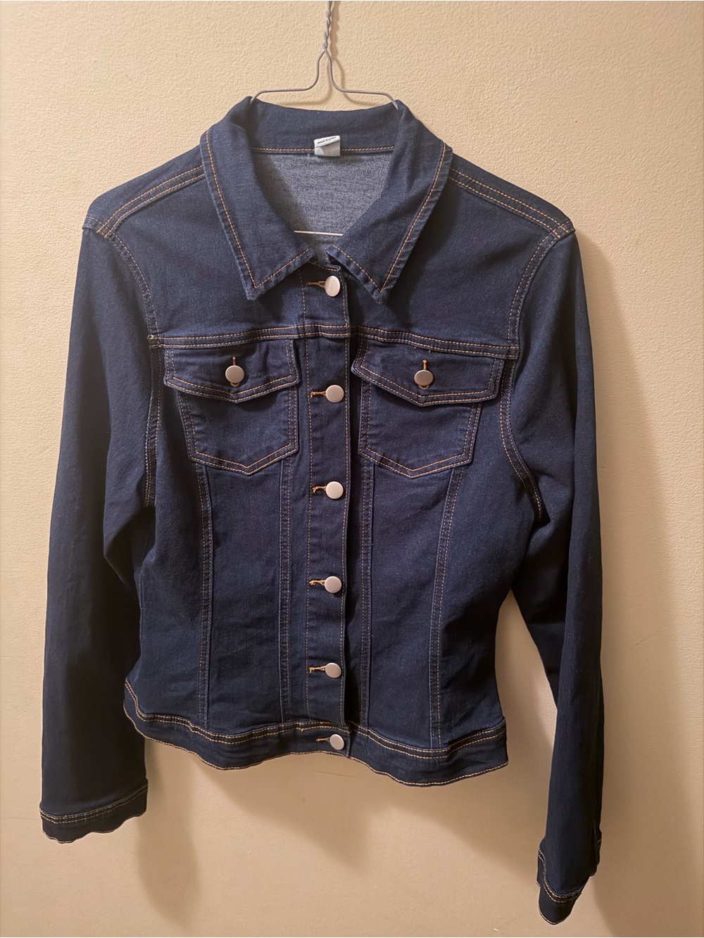 Source Unknown Dark Blue Denim Jacket with Silver Buttons